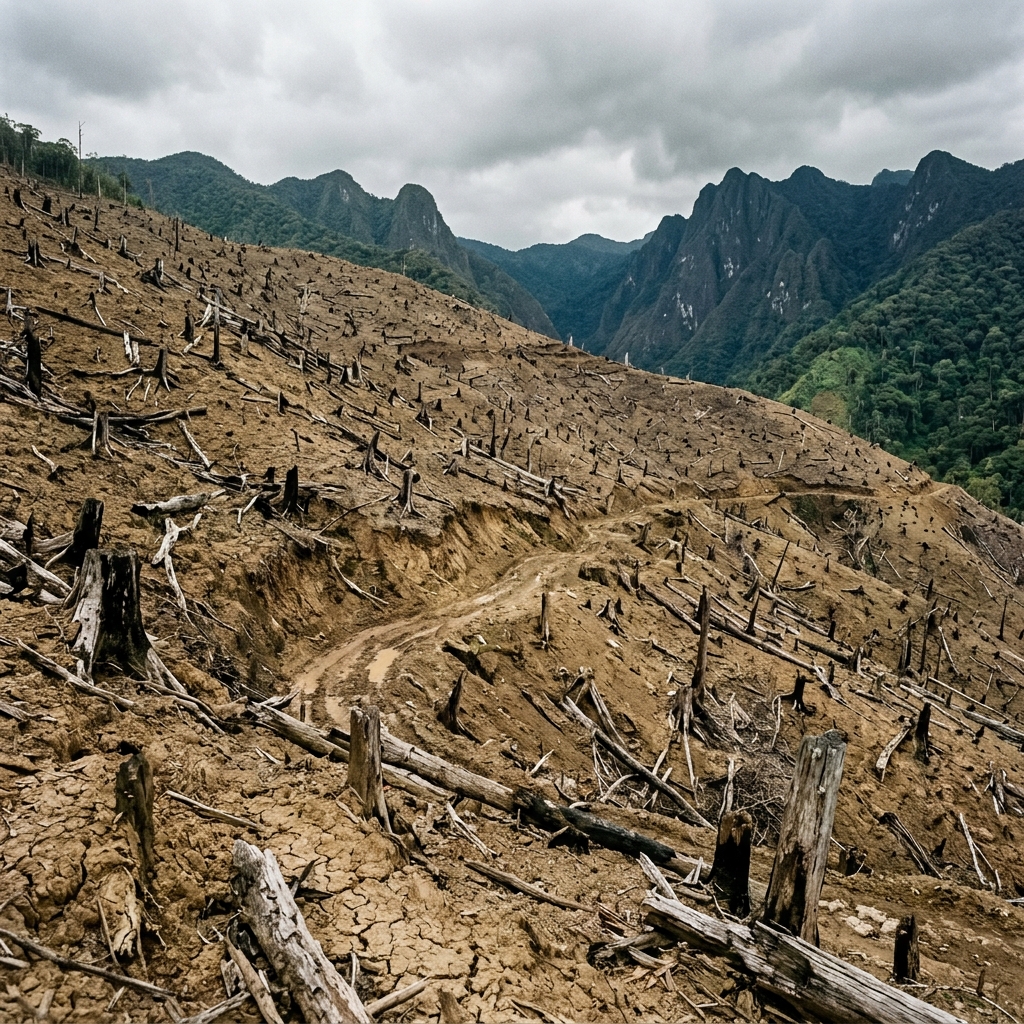 Ladera andina deforestada y árida